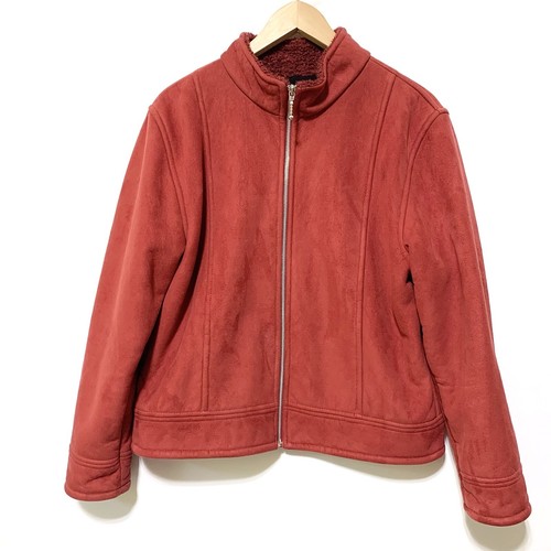 County Clothing Company Womens Faux Suede Red Sherpa Lined