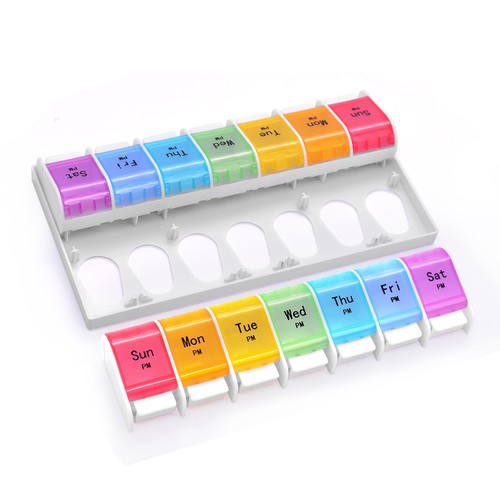 衛生日用品 what we want WWW_PILLCASE 7Days Pill Organizer Push-Button Arthritis Friendly Pill