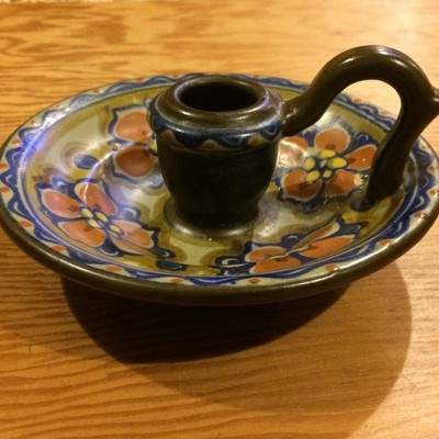 PZH Gouda candle holder, Nelly design, c.1927, Holland pottery