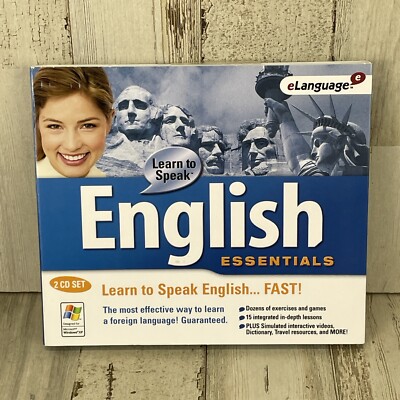 Learn to Speak English eLanguage ( Set Of 2 CD) Windows 98/Me/2000/XP New Sealed