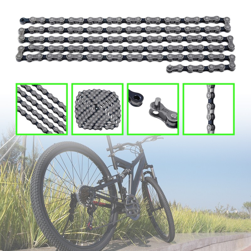 Silver Mountain Bike Chain Bicycle Steel Chain With 116 Links 6-7-8 Speed 150CM