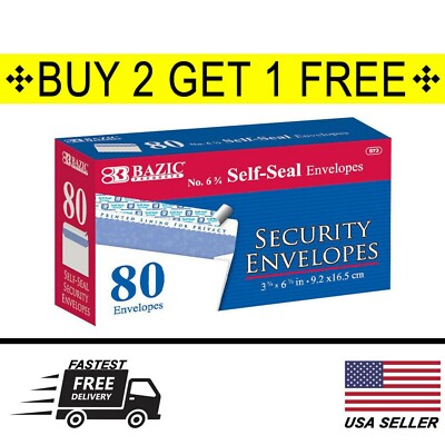 80 Peel & Self-Seal White Letter Mailing Security Envelopes 3-5/8  x 6-1/2 