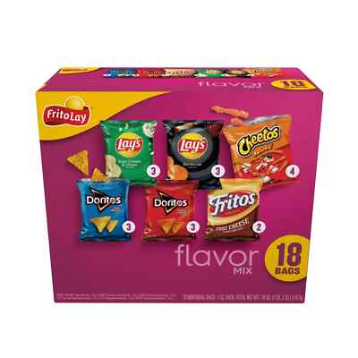 Frito-Lay Flavor Mix Variety Pack Snack Chips, 1oz Bags, 18 Count Multipack