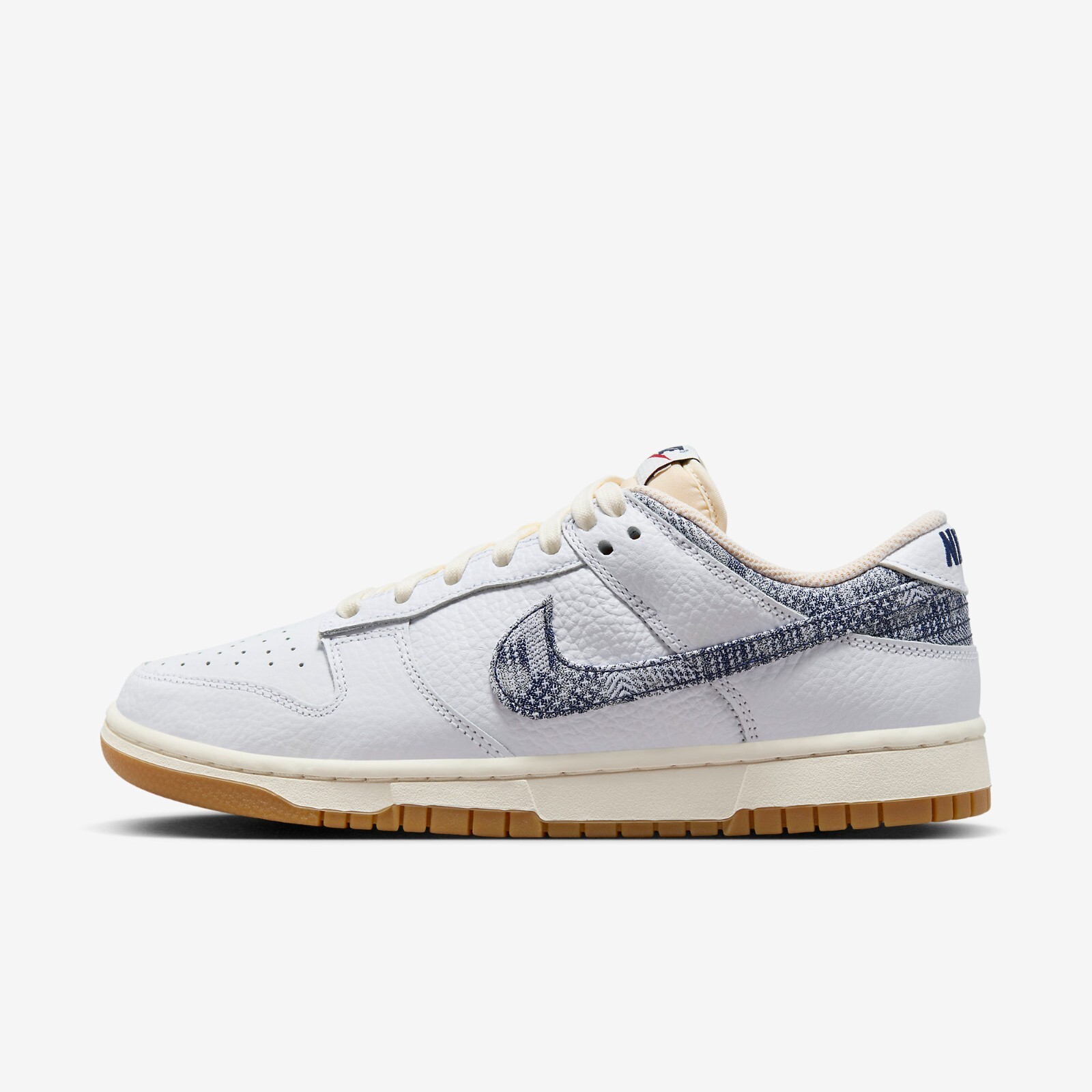 

Мужские кроссовки Nike Dunk Low Washed Denim FN6881-100, White/midnight navy/gym red/sail, Nike Dunk Low