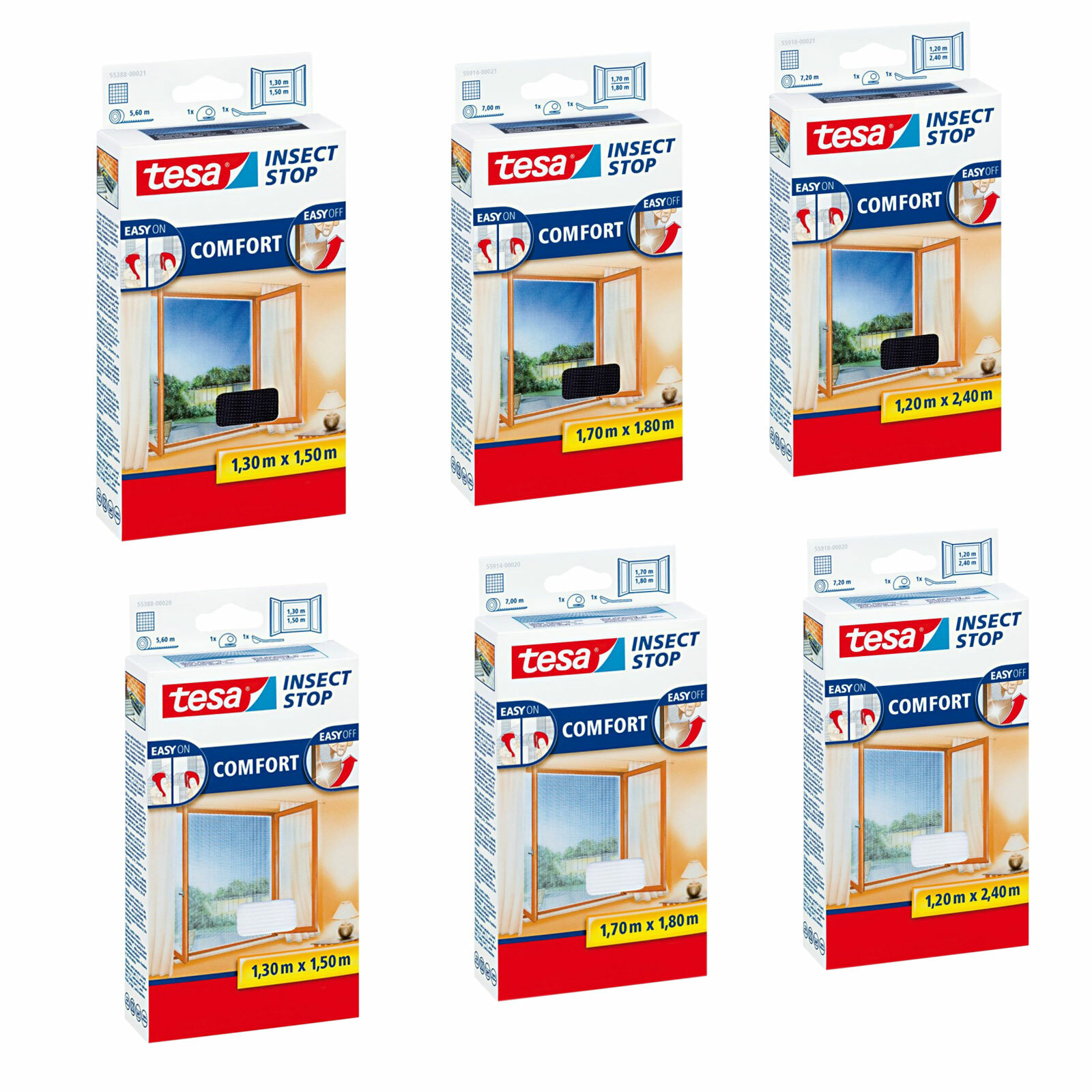 TESA Fliegengitter COMFORT für Fenster ANTHRAZIT / WEIß