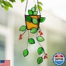 Royxen Stained Glass Window Hanging, Sun Catcher, Suncatchers for Windows Hanging, Green Plants with Yellow Pot