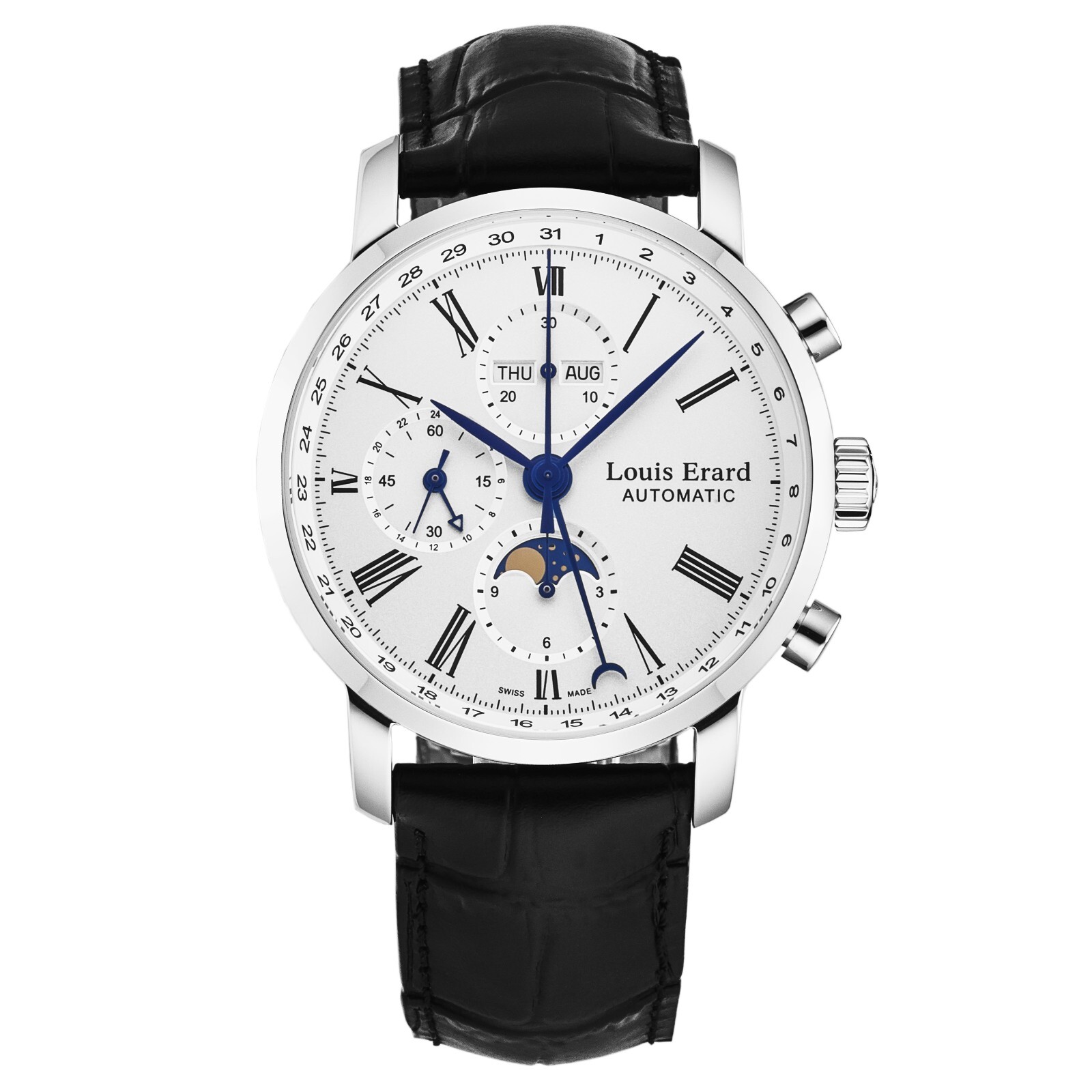 Pre-owned Louis Erard Men's 'excellence' Chronograph Silver Dial Automatic 80231aa01.bdc51