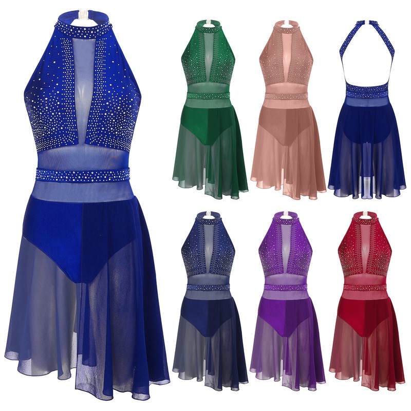 Ärmelloses Ballett Trikot Mit Mesh-Tüll Rock - Tanzbody Für Damen S-XXL