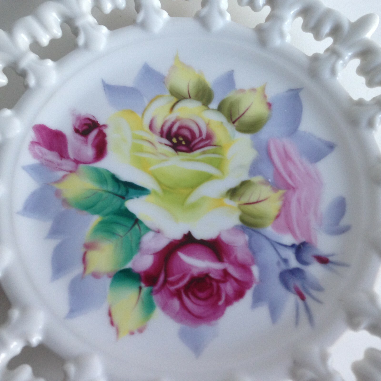 Vintage Lefton China Hand Painted Plate Flowers Floral -8