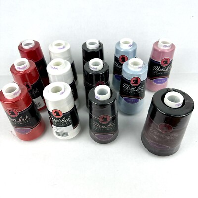13 Spools Polyester Serger Thread Cones, Maxi-Lock 3000 Yds. ea, New, Sealed