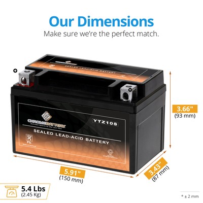 YTZ10S-BS High Performance - Maintenance Free - Sealed AGM Motorcycle Battery