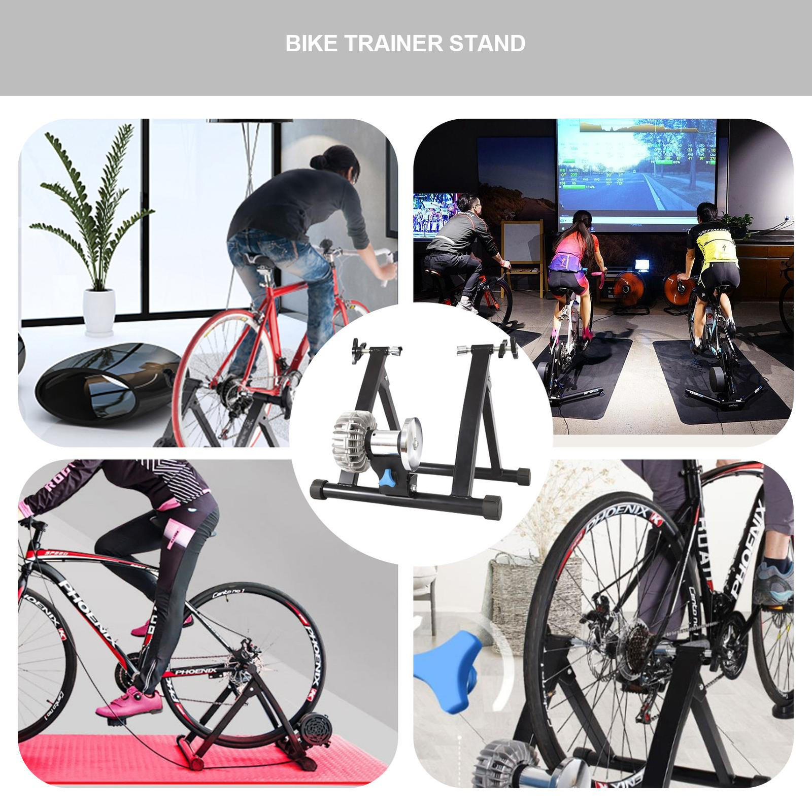 Bike Trainer Stand-Indoor Bicycle Training Stand for Mountain & Road Bike