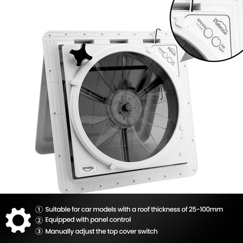14” RV Roof Vent Fan 4- Speed 12V Fan Reversible Touch On-Off & Speed Controls