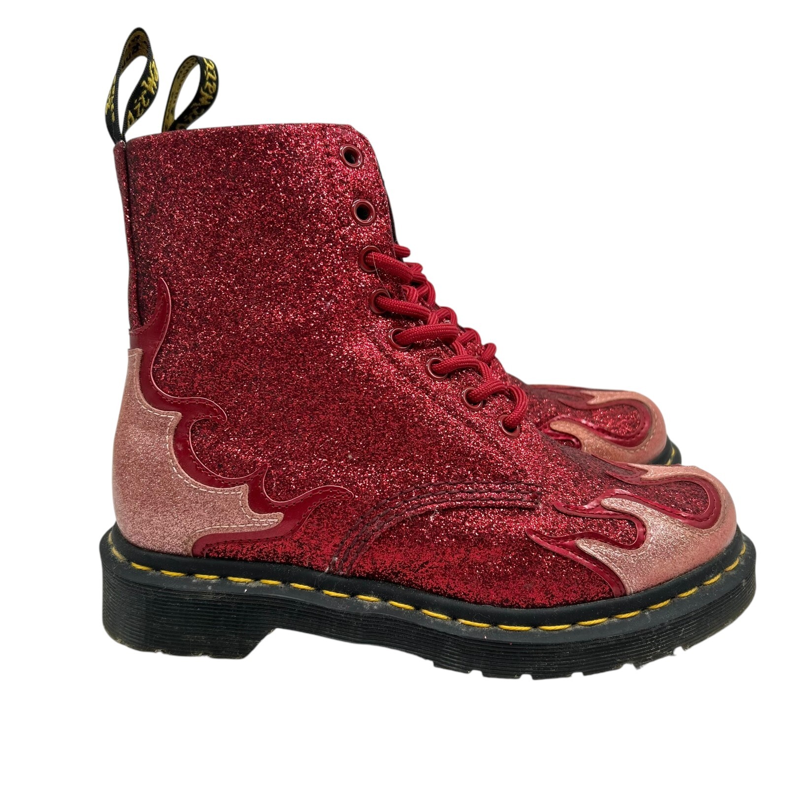 Dr.Martens FLAMING GLITTER ラメブーツ Dr. Martens 1460 Pascal Flame Women's Size 6 US Red Glitter