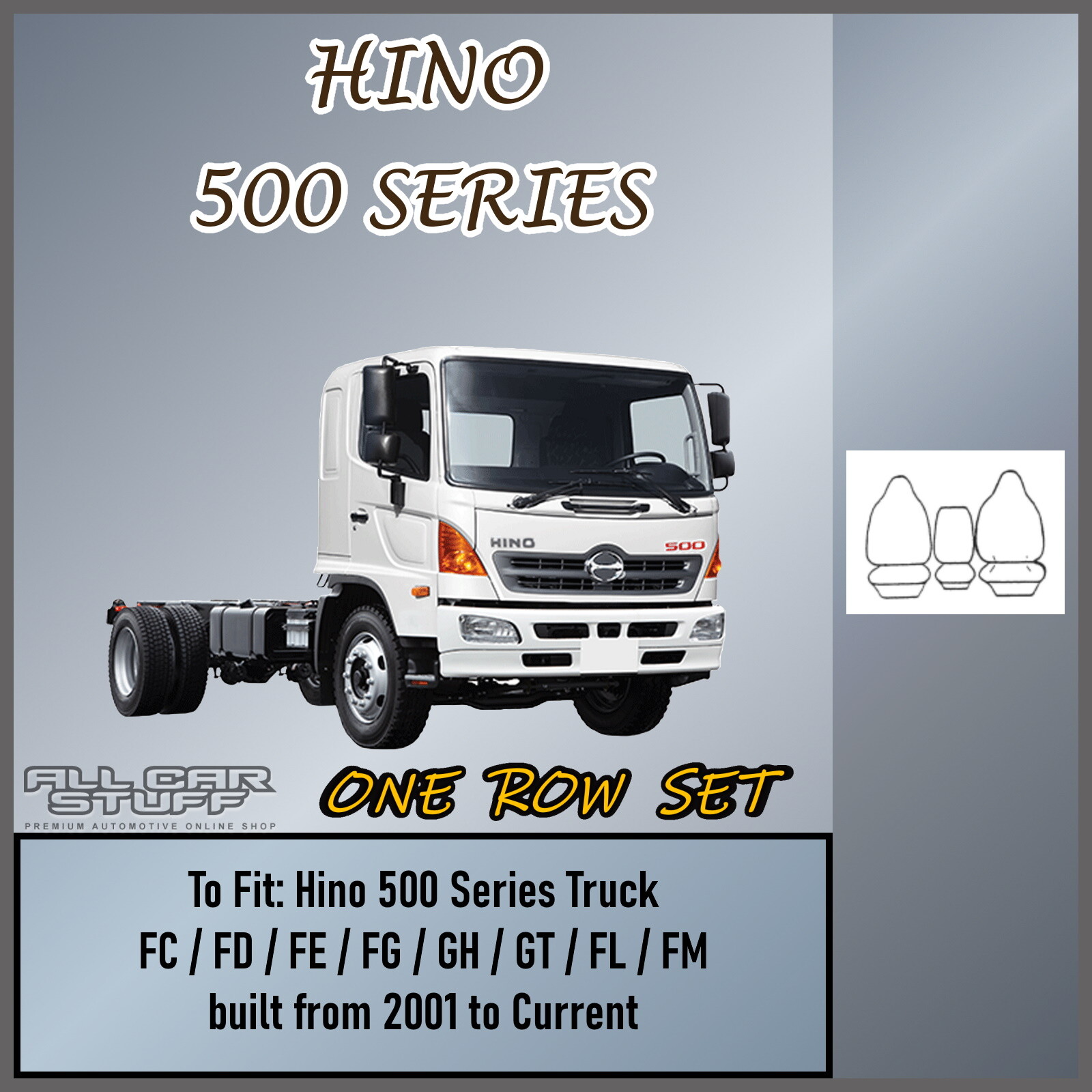 Canvas Seat Covers Hino 500 Series Truck FC/FD/FE/FG/GH/GT/FL/LM 2001