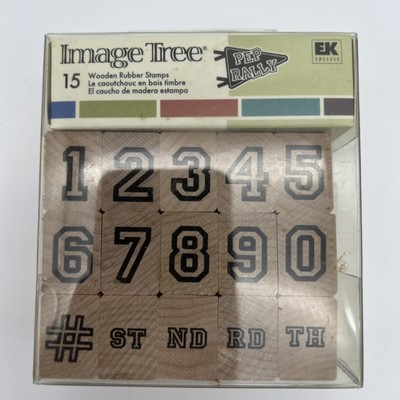 Image Tree PEP RALLY Numbers Wood Mounted Rubber Stamps - School Crafts RARE 