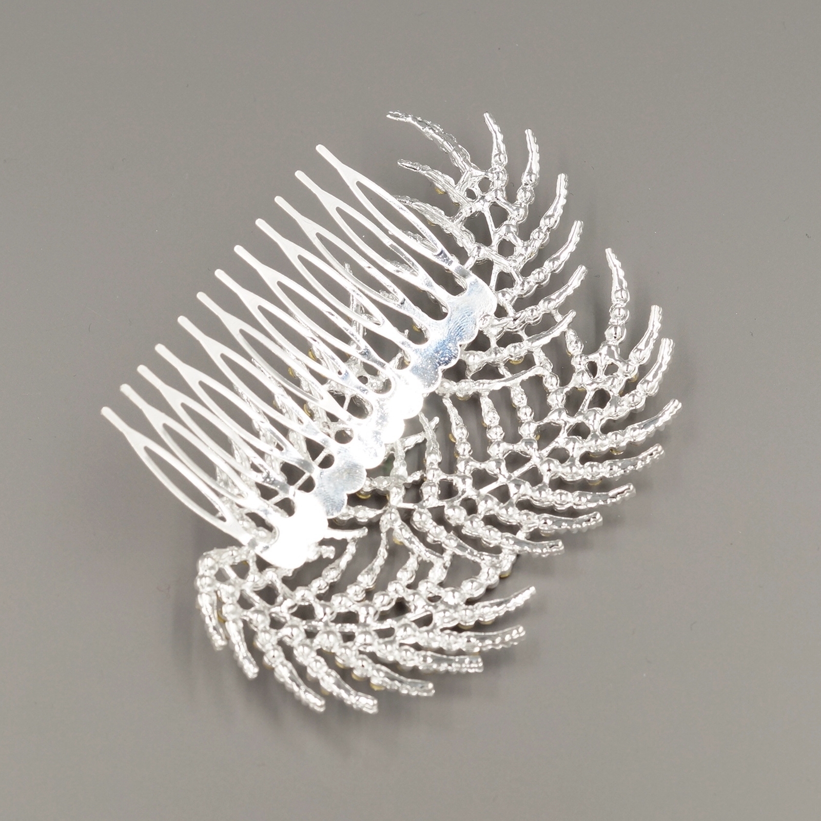 Bridal Hair Comb Silver Clear Crystal Headpiece Wedding Hair Accessories leaf 8