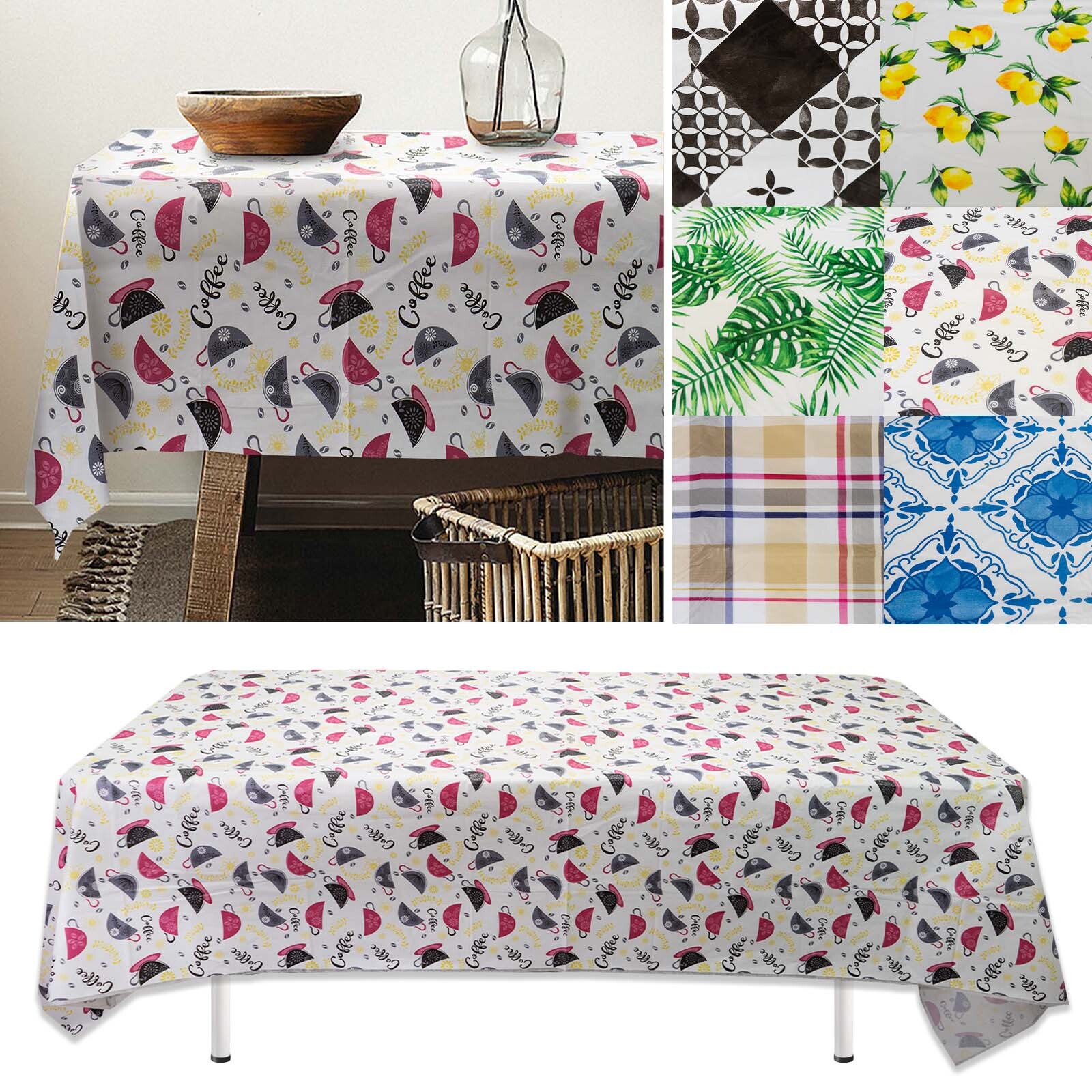 Flannel Backed Tablecloth Vinyl Waterproof Oil-Proof Wipeabl