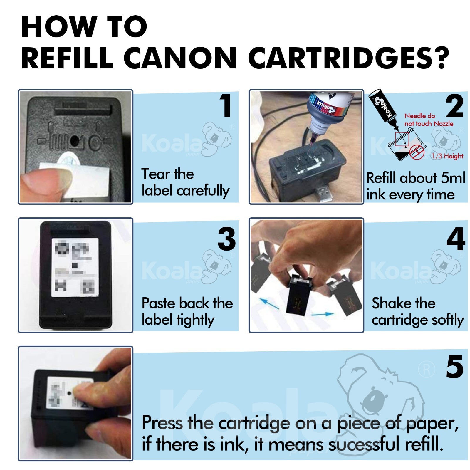 6x100ML INK Cartridge Refill kit for Canon PG243 245 275 CL 244 246 276 XL PIXMA