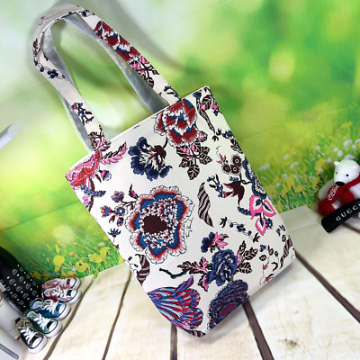  Torry Burch Classic Floral  Happy Times  Canvas Medium Everyday Tote Bag