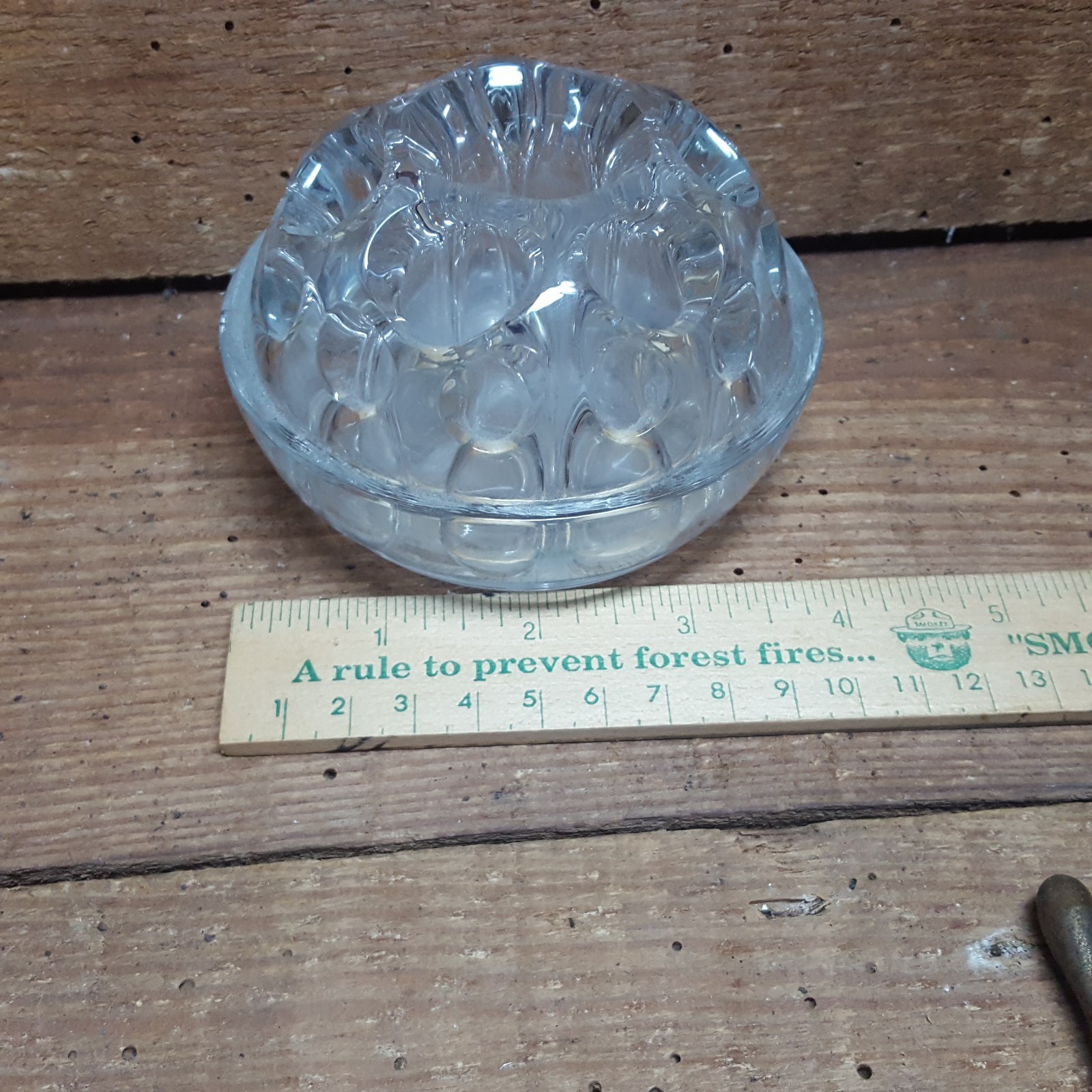OLDER GLASS FROG~CUT FLOWER HOLDER~19 HOLE~DOME SHAPE~ UNUSUAL