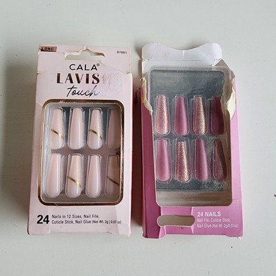 Set Of 2 CALA Lavish Touch Press On Nails / Glue Manicure (Long) 87908 Pink 