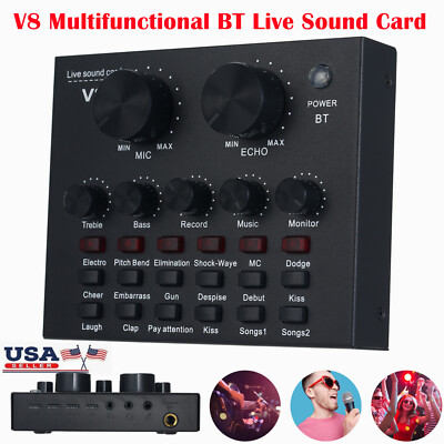 V8 External Live Sound Card for Live Streaming Studio Broadcast Recording Z5N8