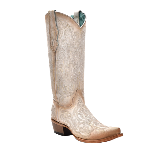 Pre-owned Corral Boots Corral Ladies Embroidered Luminescent Pink & White Western Boots C4143