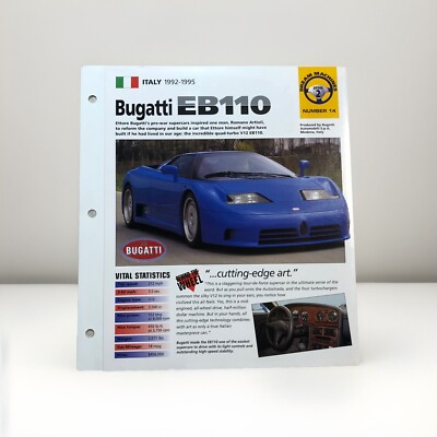 Bugatti EB-110 1992-1995 Hot Cars Brochure Dream Machine Specs Photos 1993 1994
