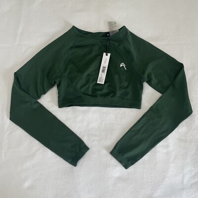 Oner Active Effortless Seamless Long Sleeve Crop Top - Evergreen Size S