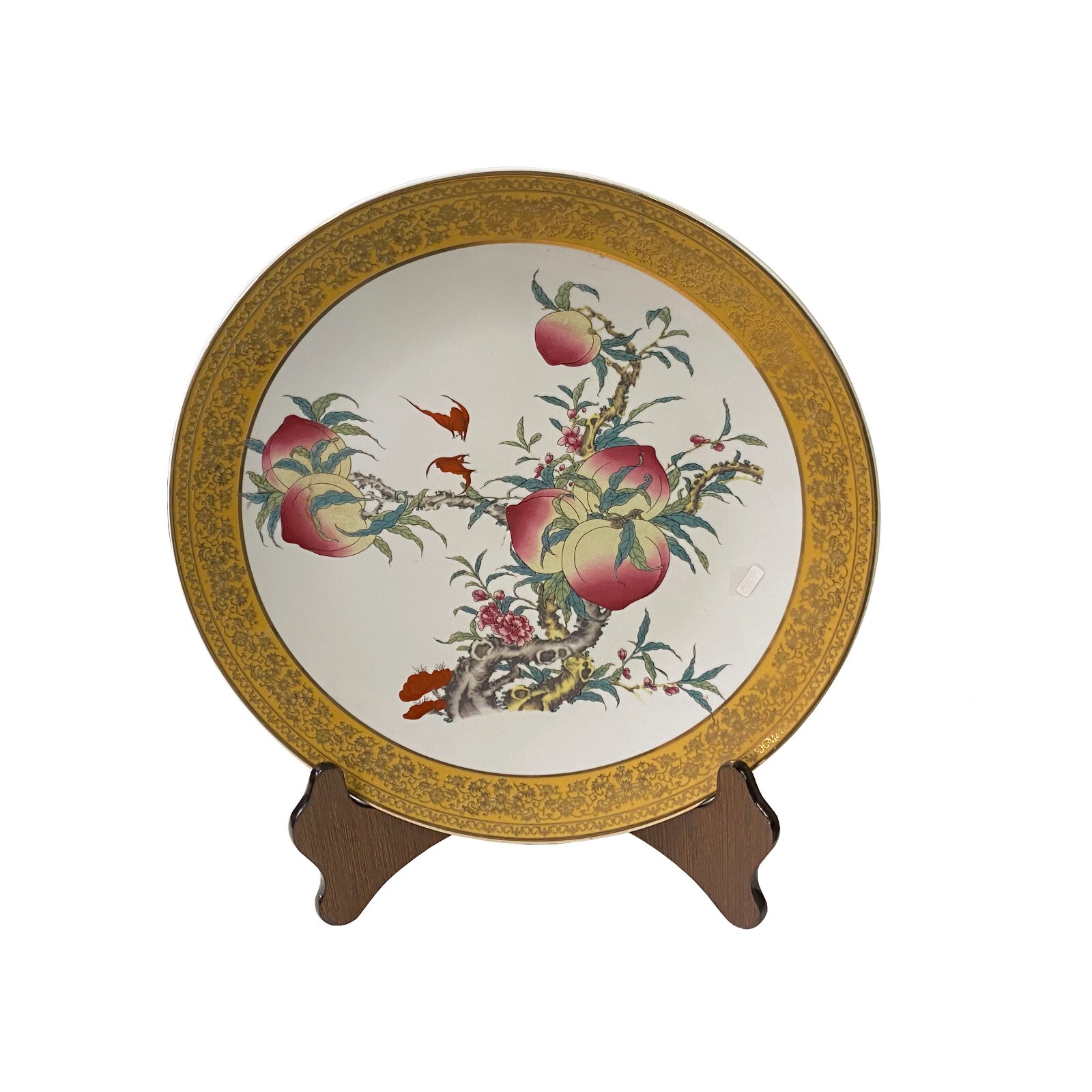 Chinese Pink Peach Tree Graphic Porcelain Display Charger Plate ws2755S Chinese Pink Peach Tree Graphic Porcelain Display Charger Plate ws2755S