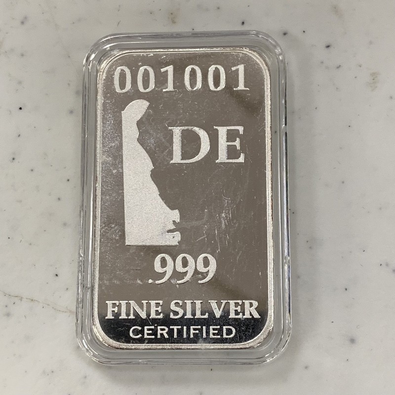 U.S. State Silver Bar, DE, Delaware, 1 Full Troy oz .999 Silver | eBay