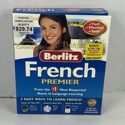 New Berlitz French Premier - Windows MAC 8 Audio CDs Learn French Language