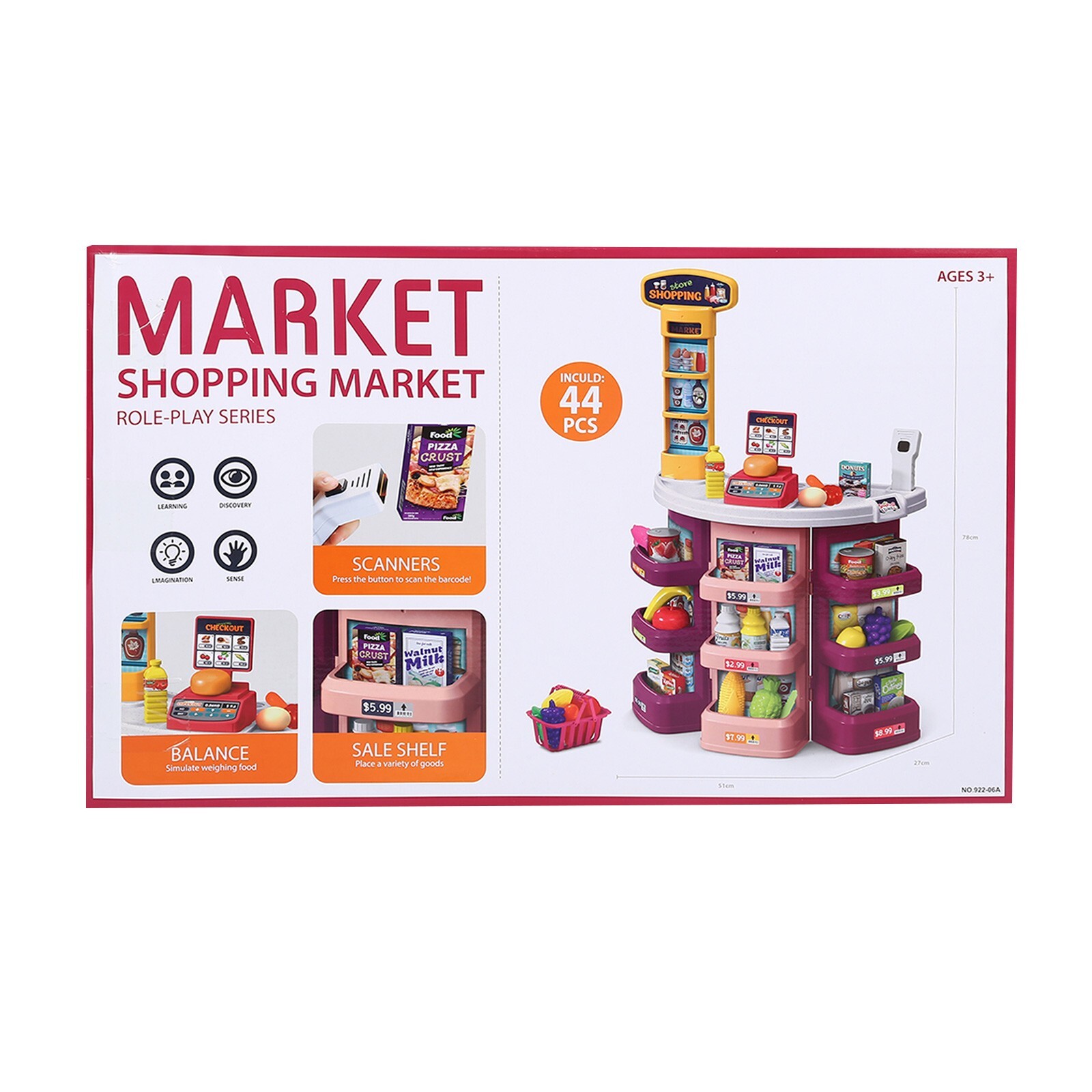 Gift for Kids Grocery Store Selling Stand Supermarket Playset With Toy Cash