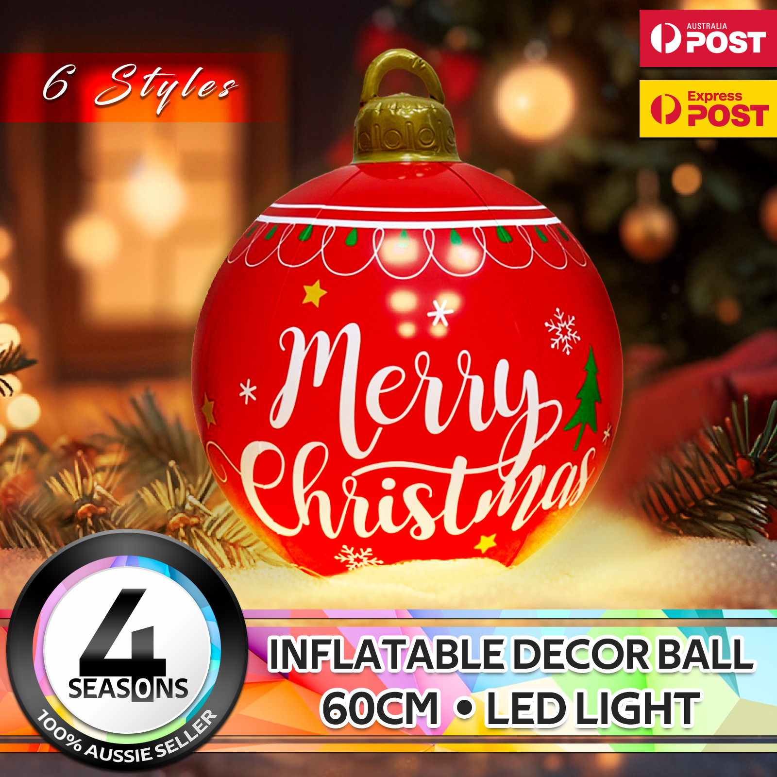 Christmas Inflatable 60cm Ball Jingle Jollys Decoration Xmas Outdoor Waterproof