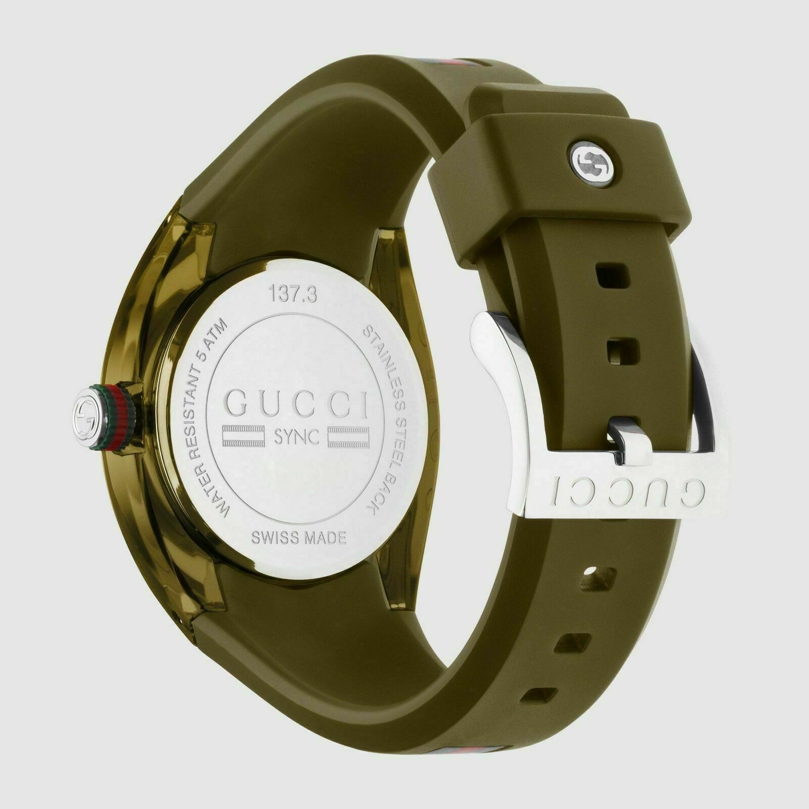 Pre-owned Gucci Brand  Sync Xxl Watch Khaki (ya137106)
