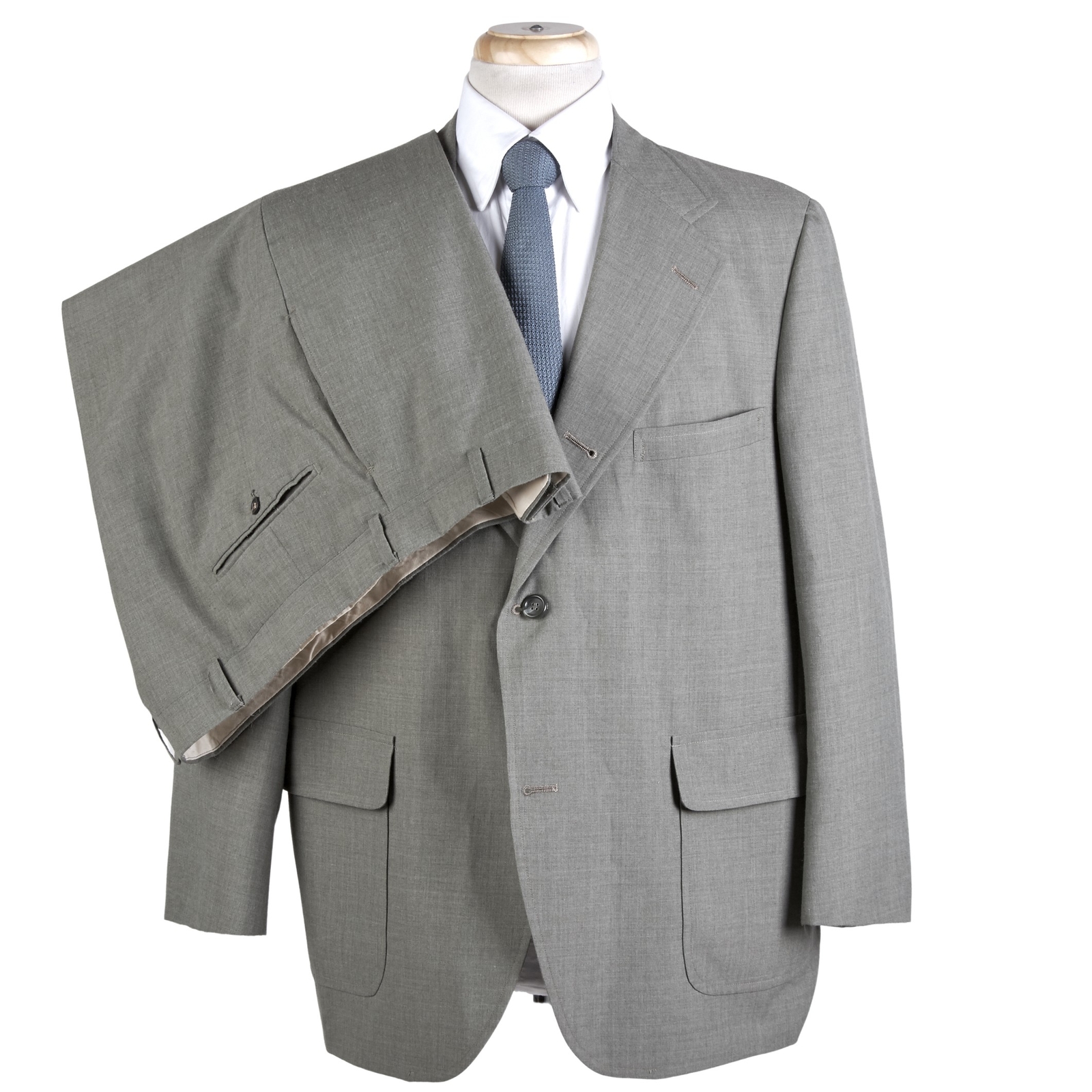 Brooks Brothers Suit Mens 44S Vintage 70s Green Wash n Wear 2-pc Flat Pants USA