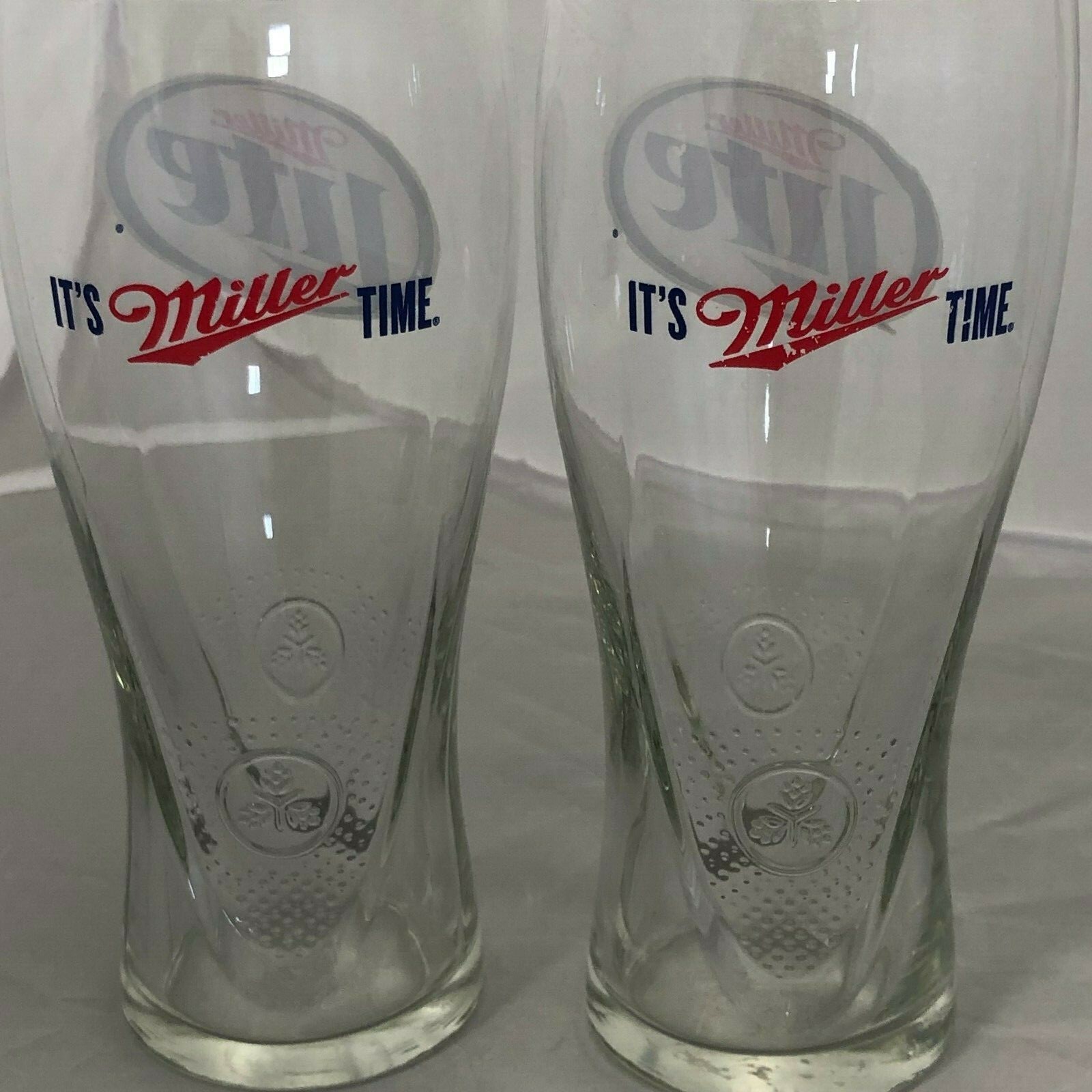 Lot of 2 Miller Lite Beer Glasses Glass 