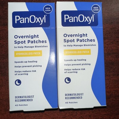 (2 Pack) PanOxyl PM Overnight Spot Patches - 40 Clear Patches Each - 80 Total