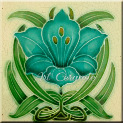 Art Nouveau Ceramic wall fireplace tile #00261