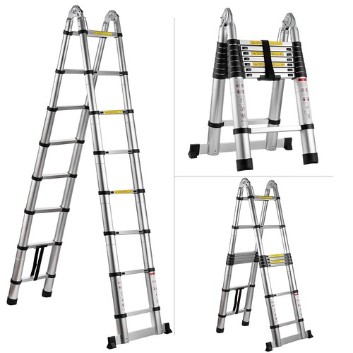 16.5FT Multi Purpose Folding Step Ladder Aluminium Extension Telescoping Ladder