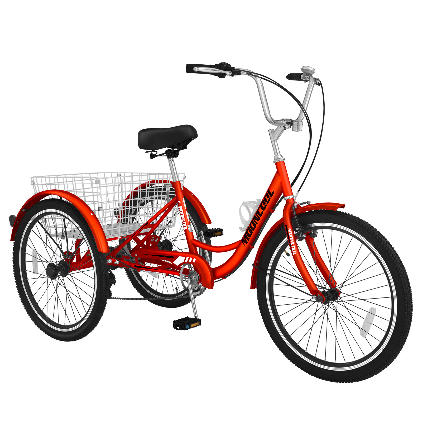 24/26" Adult Tricycle 7 Speed 3-Wheel Bikes Cruiser Trike W/Basket