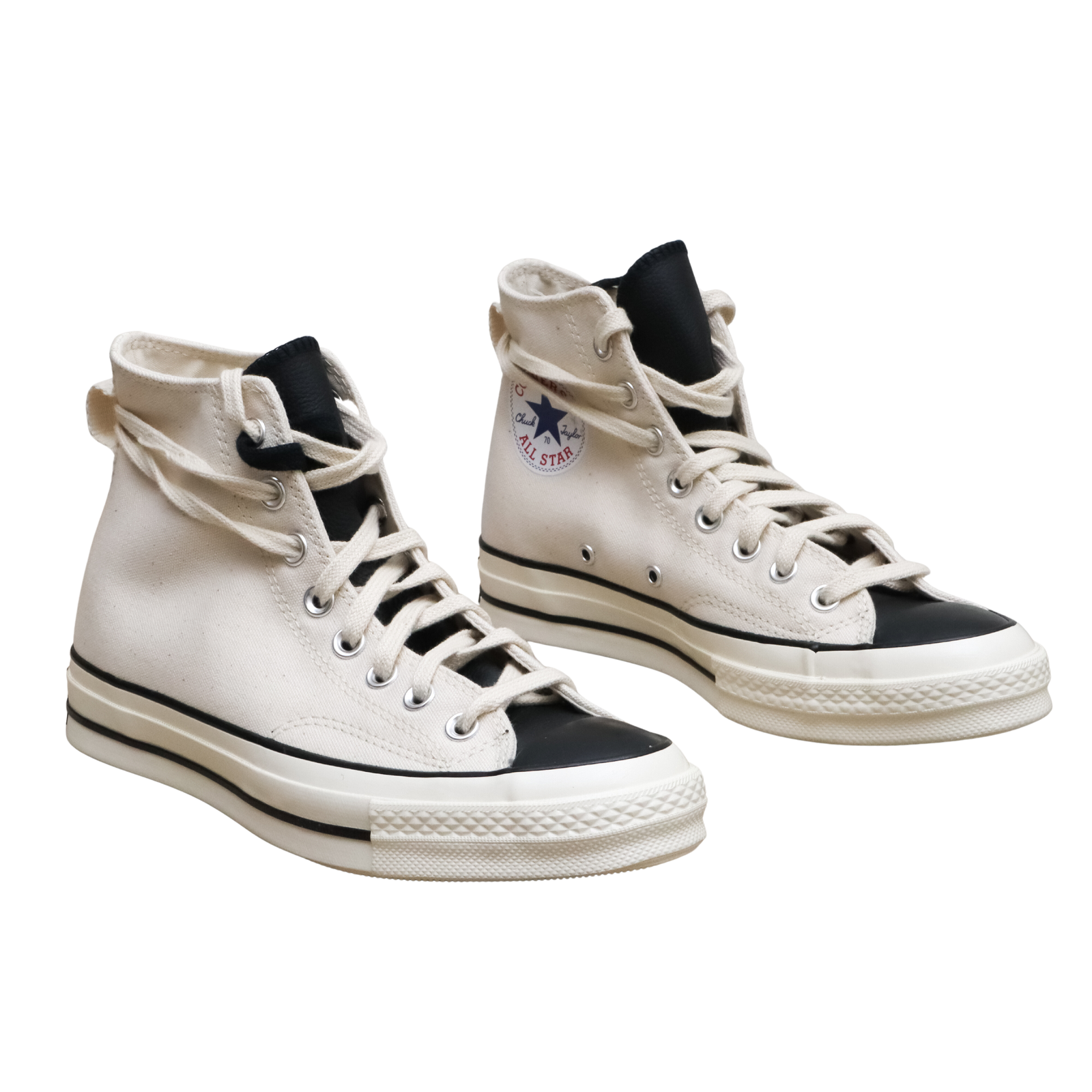 Pre-owned Converse Size 6.5  X Essentials Fear Of God 167955c Chuck 70 Hi Nat Ivory Black In Natural, Ivory, Black