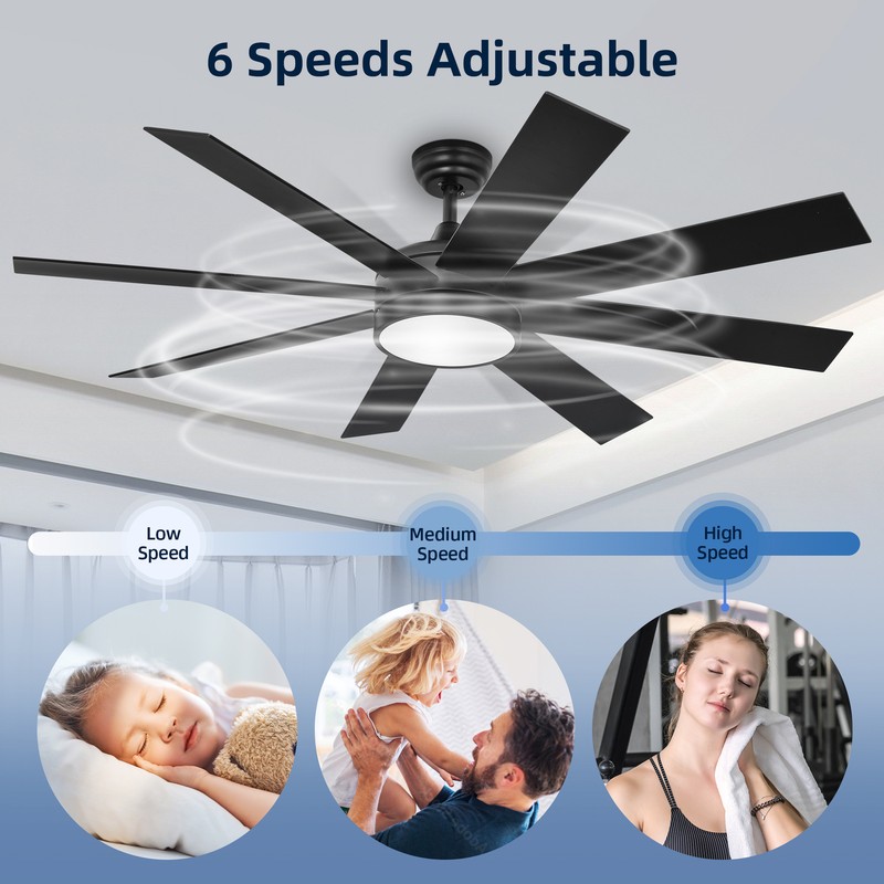 48" / 52'' / 60'' Ceiling Fan LED Light with Remote Control 