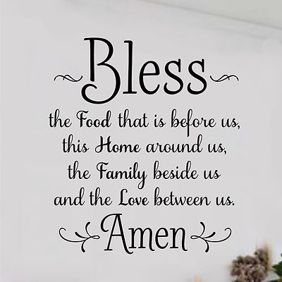 BLESS THE FOOD BEFORE US AMEN Kitchen Dining Home Wall Decal Vinyl Words DIY