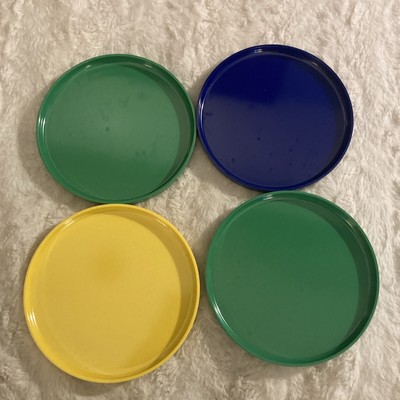 Heller Design by Massimo Vignelli 4 Salad Plates 2 Green 1 Yellow 1 blue