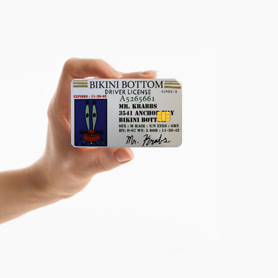 Mr Krabs - Driver's License ID Glossy Credit Card Decal Sticker (SMALL CHIP)