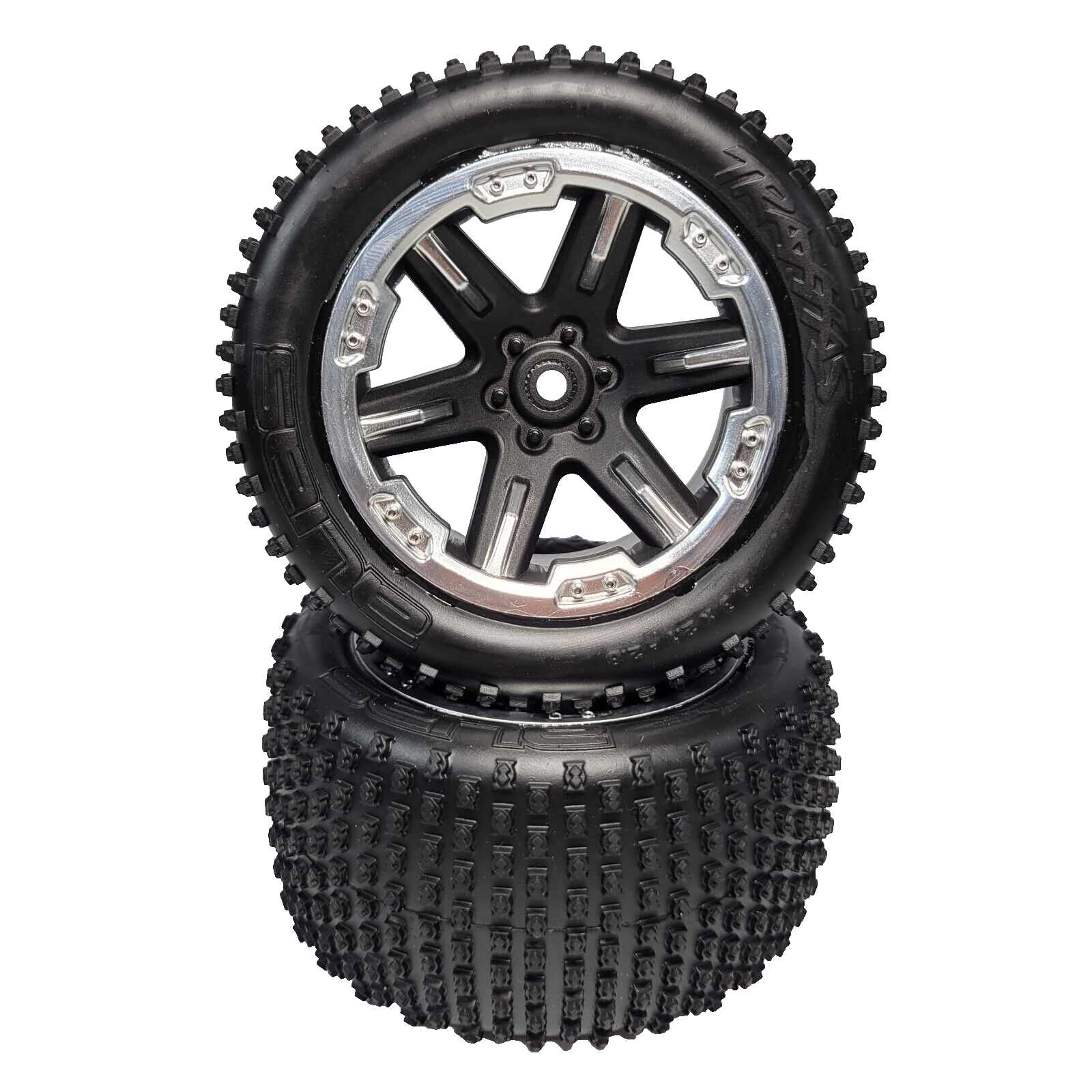 Fits Traxxas Rustler XL-5 2wd Alias Tires & Black Satin 12mm Rxt Wheels / VXL
