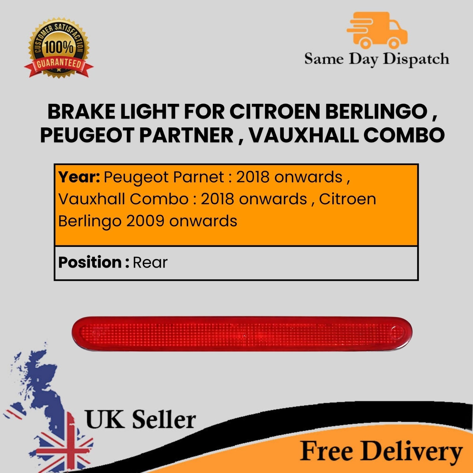 Rear Center Brake/Stop Light for Vauxhall Combo 2018-2024