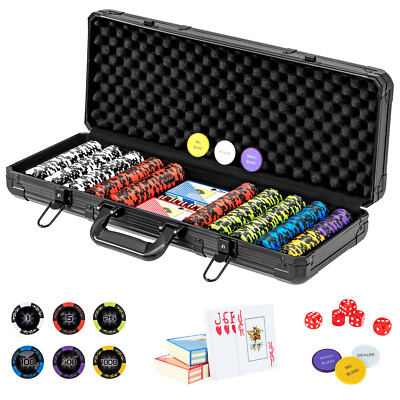 14 Gram Clay Poker Chip Set 500 Pieces Claytec Style Chips with Aluminum Case